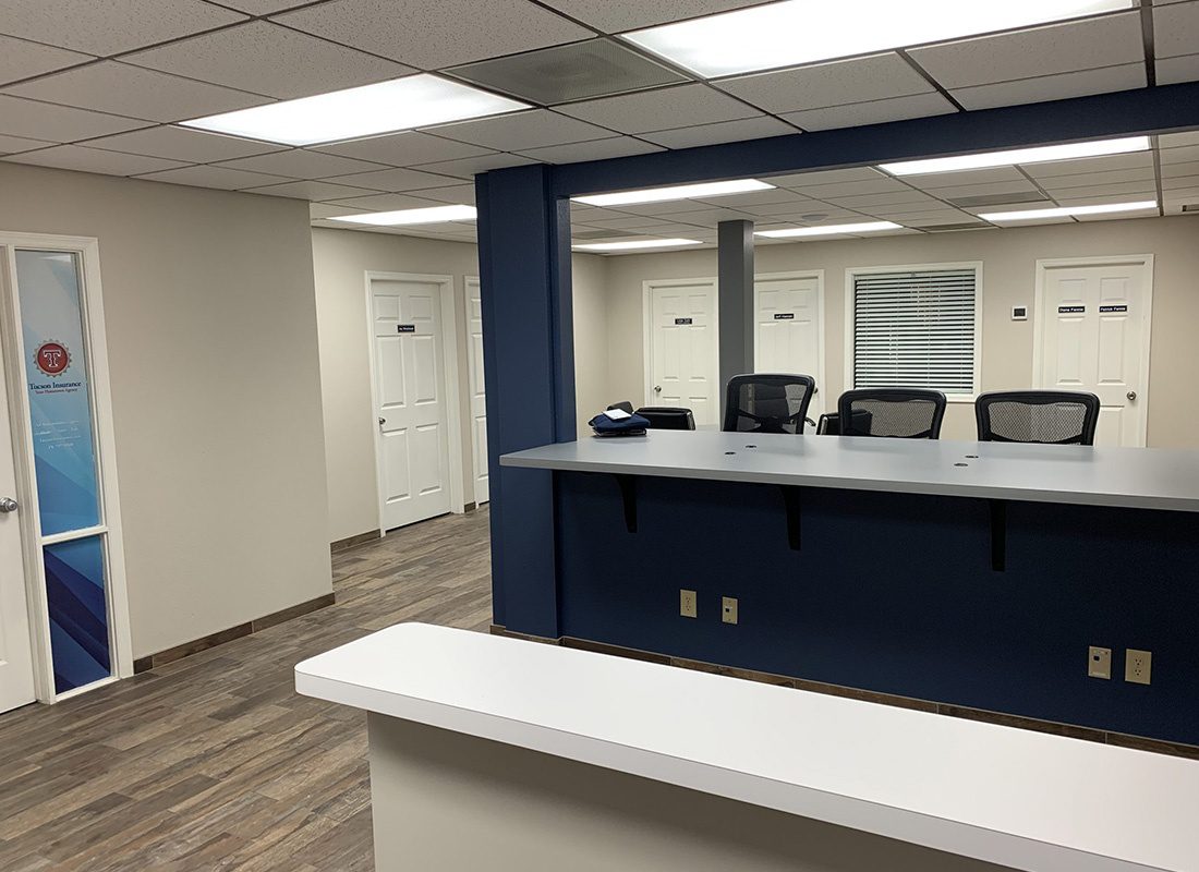 Contact - Interior View of the Lobby Front Desk Inside the Tucson Insurance Office in Tucson Arizona